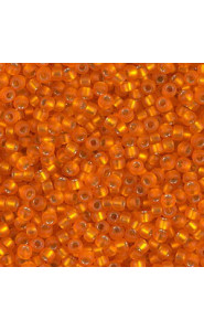 Miyuki rocailles Perlen 11/0 - Matte silver lined orange 11-8F